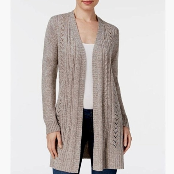 Karen Scott Sweaters - NWT Karen Scott Macys 0X Pointelle Open Cardigan